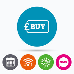 Buy sign icon. Online buying Pound button.