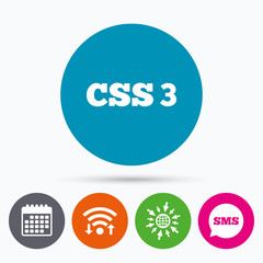 CSS3 sign icon. Cascading Style Sheets symbol.