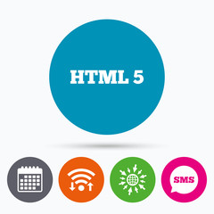HTML5 sign icon. New Markup language symbol.