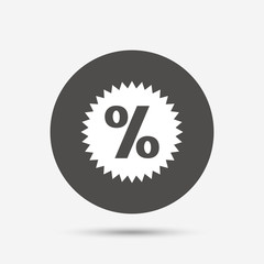 Discount percent sign icon. Star symbol.