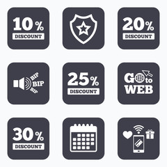 Sale discount icons. Special offer price signs.