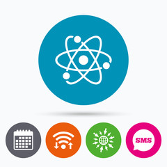 Atom sign icon. Atom part symbol.