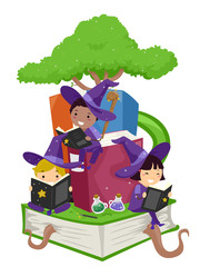 Stickman Kids Wizards Study Tree Books