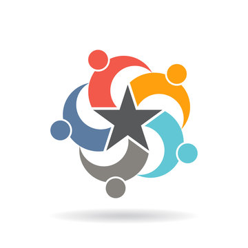 People Social Network Star logo. Vector graphic design