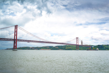 Bridge named April 25 over the Tagus River. Lisbon. Portugal
