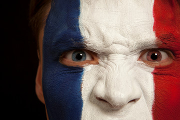 French fans at the stadium. Football, soccer fan