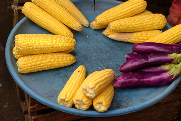 Corn and eggplants on Tomohon Traditional Market