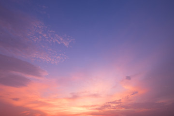 Fototapeta premium Colorful evening sunset with cloud in the sky. Summer season sun