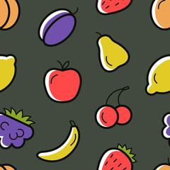 Seamless pattern with cute fruits