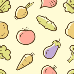 Seamless pattern with cute vegetables