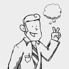 Businessman design. sketch icon. Isolated and flat illustration