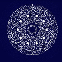 White mandala on the blue
