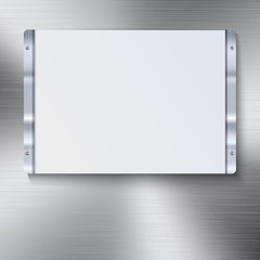 White plate with metal frame