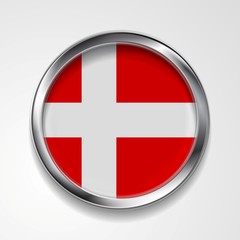 Obraz premium Abstract button with metallic frame. Danish flag