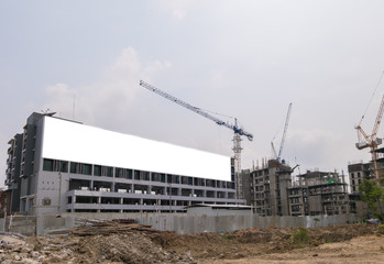 Blank billboard on the construction site.