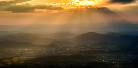 Sunset and mountain