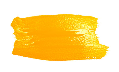 Yellow strokes of the paint brush isolated