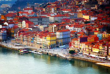 Fototapeta na wymiar old town of Porto close up, Portugal