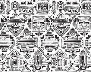 Fototapeta premium Vector seamless pattern with hand drawn ornament maya