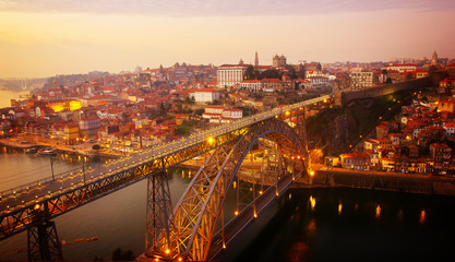 Fototapeta na wymiar old Porto at sunset, Portugal