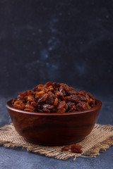 Closeup of sweet brown raisins