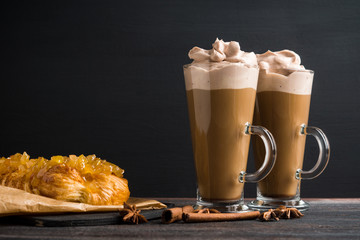 Apple strudel on the rustic wooden background