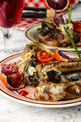 Fried meat on the bone