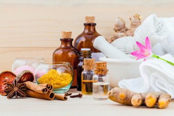 Natural spa ingredients aromatherapy and natural spa theme on wo