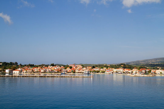 View on Lixouri on the Greek Ionian island Kefalonia, seen from the Kolpos Argostoli