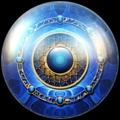 Glossy button with colorrful ornament