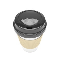 Coffee to go on white. 3d rendering.