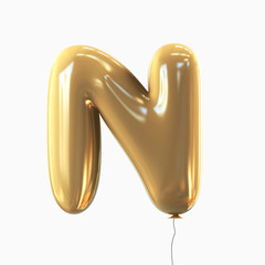 Letter N. Balloon font isolated on White Background.