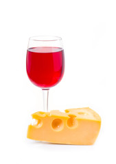 glass of wine with cheese