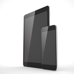 Tablet and smartphone on a white. 3d rendering.