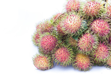Rambutan isolate on white background, delicious fruit from Thail
