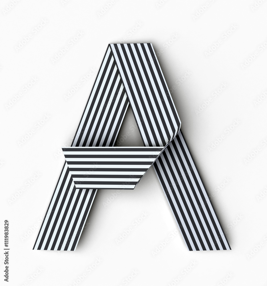 Poster origami paper font letter a. 3d rendering isolated on white background