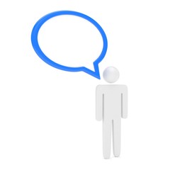 3d man with talk bubbles isolated over a white background. 3d rendering.