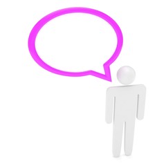 3d man with talk bubbles isolated over a white background. 3d rendering.