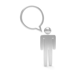 3d man with talk bubbles isolated over a white background. 3d rendering.