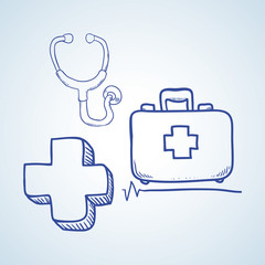 Medical care design. sketch  icon. Flat illustration