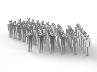 Naklejka premium Many 3d people figure in arrow shape with the leader in front. 3d rendering.