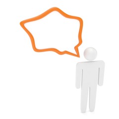 3d man with talk bubbles isolated over a white background. 3d rendering.