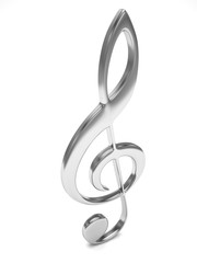 treble clefon white. 3d rendering.