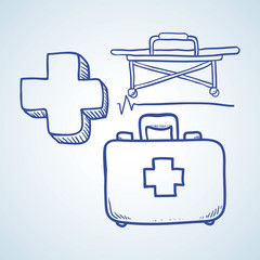 Medical care design. sketch  icon. Flat illustration