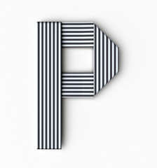 Origami paper font letter P. 3d rendering isolated on white background