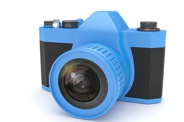 Retro camera isolated on white background. 3d rendering.