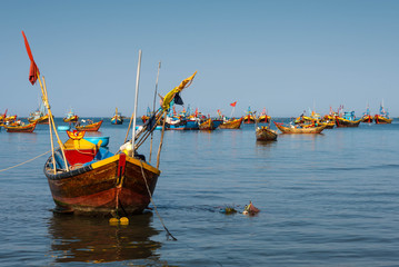 Fototapeta na wymiar Colorful traditional fishing boats