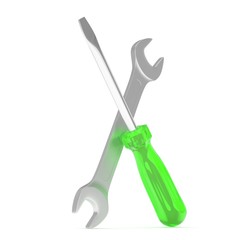 3D Illustration Wrench and screwdriver, service concept
