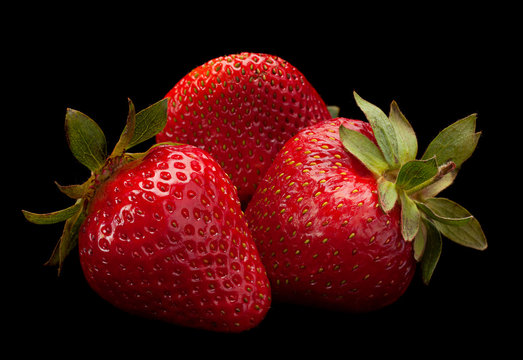 Strawberry Fruit On Black