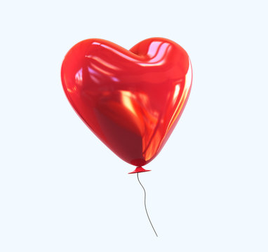 Red Balloon with glossy reflections isolated. 3d rendering